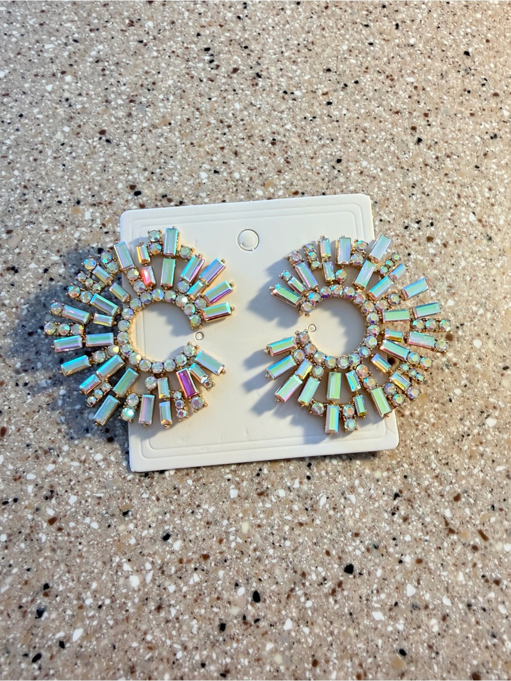 Iridescent Opal Hoop Statement Earrings - Women Jewelry